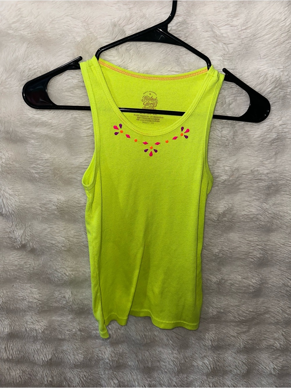 Neon Yellow Sleeveless Ribbed Tank Top by Faded Glory